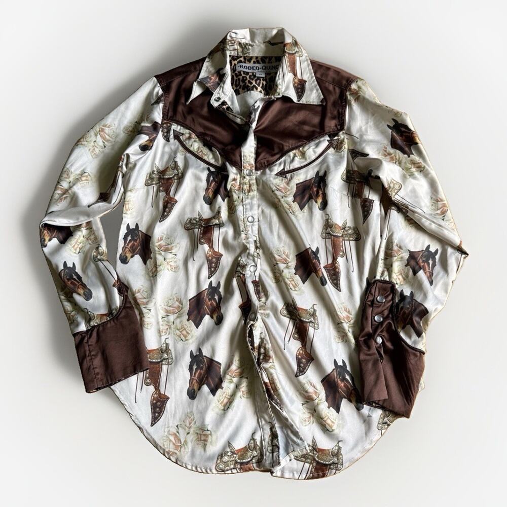 Rodeo Quincy Womens S El Caballo Button Up Pearl Snap Shirt Long Sleeve